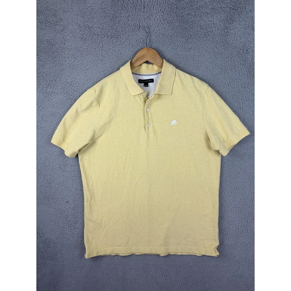 Banana Republic Polo Shirt Mens Large Yellow Stretch Cotton Knit Casual Men